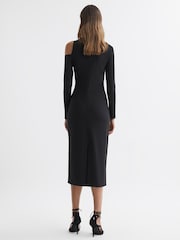 Reiss Black Tiffany Bodycon Off-The-Shoulder Midi Dress - Image 4 of 4