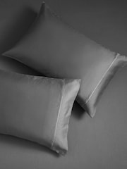 Set of 2 Silver Grey 300 Thread Count Collection Luxe 100% Cotton Pillowcases - Image 2 of 6