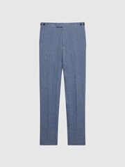 Reiss Chambray Cheltenham Slim Fit Linen Herringbone Trousers - Image 2 of 5