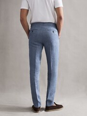 Reiss Chambray Cheltenham Slim Fit Linen Herringbone Trousers - Image 4 of 5