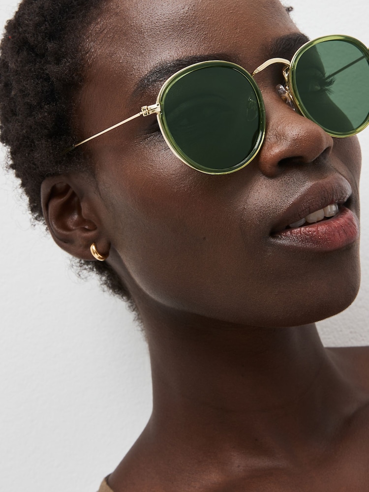 Green Polarized Round Sunglasses - Image 1 of 4