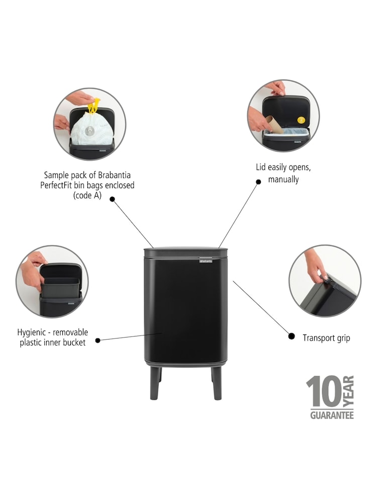 Brabantia Black Bo Waste Bin Hi 4L - Image 6 of 6