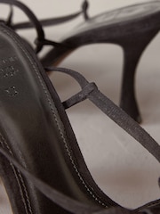 Black Signature Leather Corsage Heeled Sandals - Image 3 of 6