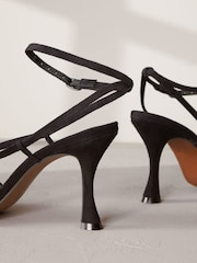 Black Signature Leather Corsage Heeled Sandals - Image 5 of 6