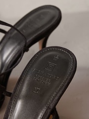 Black Signature Leather Corsage Heeled Sandals - Image 6 of 6
