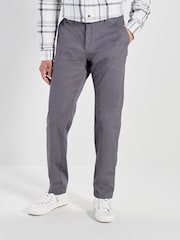 Grey Charcoal Straight Fit Stretch Printed Soft Touch Chino Trousers - Image 1 of 10