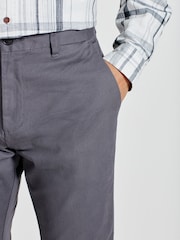 Grey Charcoal Straight Fit Stretch Printed Soft Touch Chino Trousers - Image 4 of 10