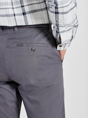 Grey Charcoal Straight Fit Stretch Printed Soft Touch Chino Trousers - Image 5 of 10