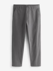 Grey Charcoal Straight Fit Stretch Printed Soft Touch Chino Trousers - Image 6 of 10