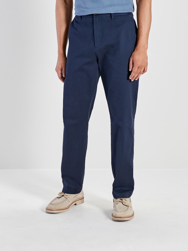 Marineblau/blau - Gerade Passform - Weiche, bedruckte Chinohose mit Stretch - Bild 1 von 9 Marineblau/blau - Gerade Passform - Weiche, bedruckte Chinohose mit Stretch - Bild 1 von 9