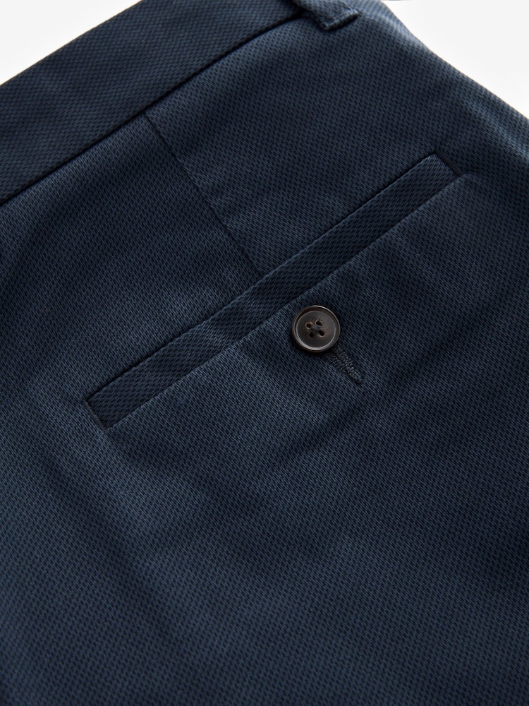 Navy Blue Straight Fit Stretch Printed Soft Touch Chino Trousers - Image 8 of 9