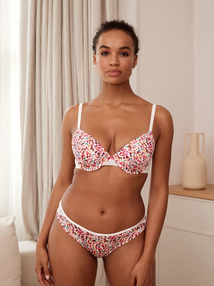 Multicolour Print Pad Plunge Lace Bra - Image 2 of 8