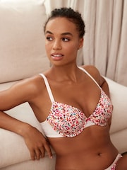 Multicolour Print Pad Plunge Lace Bra - Image 3 of 8