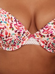 Multicolour Print Pad Plunge Lace Bra - Image 5 of 8