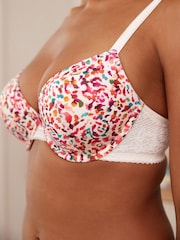 Multicolour Print Pad Plunge Lace Bra - Image 6 of 8