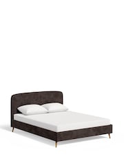 Natural Mink Plush Chenille Matson Upholstered Bed Bed Frame - Image 3 of 5