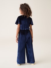 Little Bird by Jools Oliver Navy Velvet Sequin Party Star Jumpsuit - Image 6 of 9