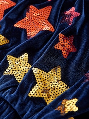 Little Bird by Jools Oliver Navy Velvet Sequin Party Star Jumpsuit - Image 9 of 9