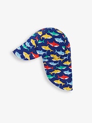 Bleu marine motif requin - Chapeau de protection solaire JoJo Maman Bébé UPF 50 - Image 3 de 3