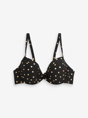 Black/Gold Spot Padded Underwired Top Shape and Tummy Control Bikini Top - Image 4 of 4