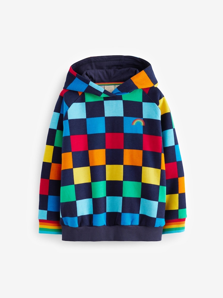 Little Bird by Jools Oliver Navy Colourful Checkerboard Hoodie - Image 1 of 7 Little Bird by Jools Oliver Navy Colourful Checkerboard Hoodie - Image 1 of 7