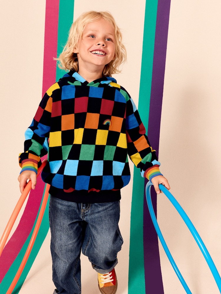 Little Bird by Jools Oliver Colorful Checkerboard Hanorac cu glugă - Imaginea 7 din 7