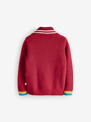 Little Bird by Jools Oliver Red Happy Knitted 100% Cotton Jumper - Image 6 of 8