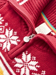 Little Bird by Jools Oliver Red Happy Knitted 100% Cotton Jumper - Image 7 of 8