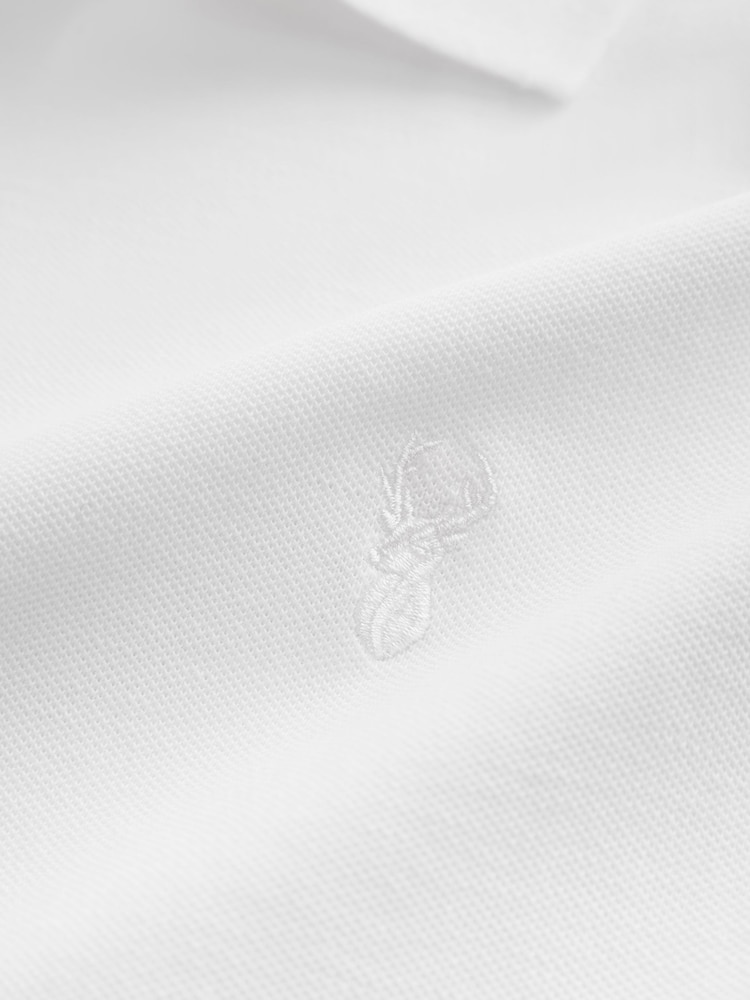 White Regular Fit Short Sleeve Pique Polo Shirt - Image 12 of 12