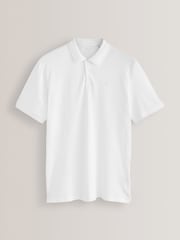 White Regular Fit Short Sleeve Pique Polo Shirt - Image 8 of 8