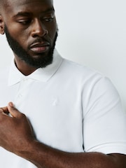 White Regular Fit Short Sleeve Pique Polo Shirt - Image 9 of 12