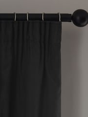 Black Cotton Blackout/Thermal Pencil Pleat Curtains - Image 6 of 7