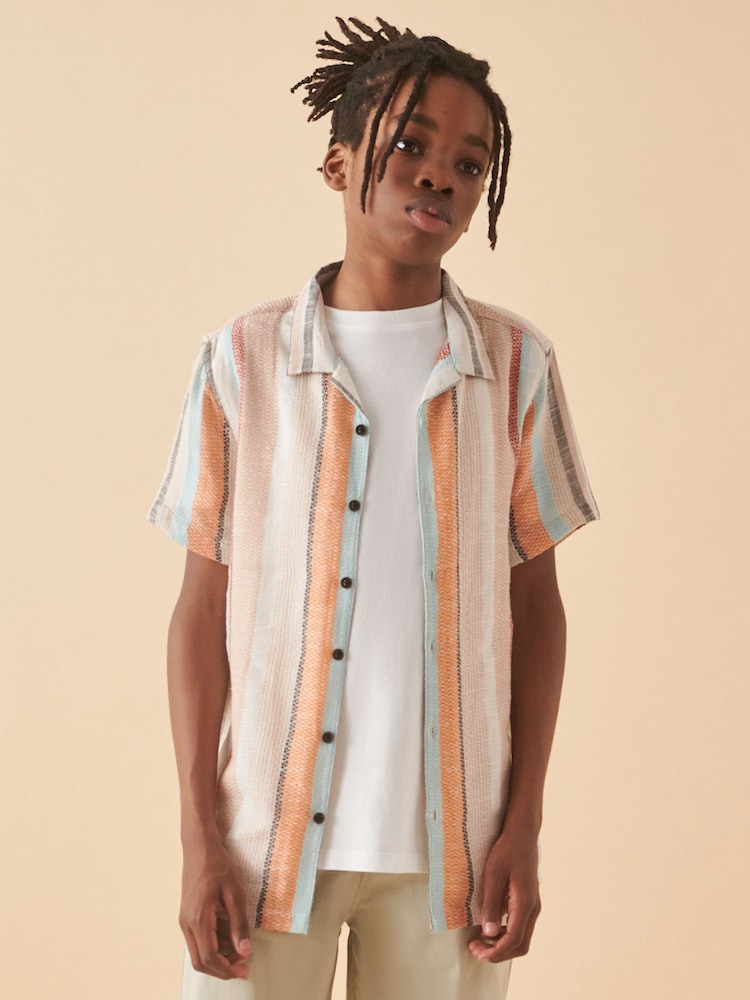 Multi Short Sleeves Textured Stripe Shirt (3-16yrs) - Image 1 of 6
