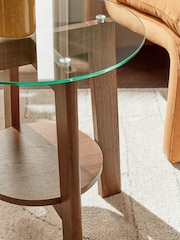 Dark Marlow Glass and Oak Effect Side Table - Image 3 of 7