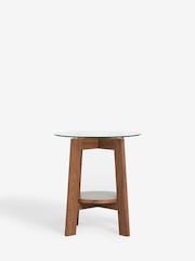 Dark Marlow Glass and Oak Effect Side Table - Image 4 of 7