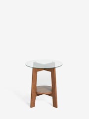 Dark Marlow Glass and Oak Effect Side Table - Image 6 of 7