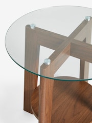 Dark Marlow Glass and Oak Effect Side Table - Image 7 of 7