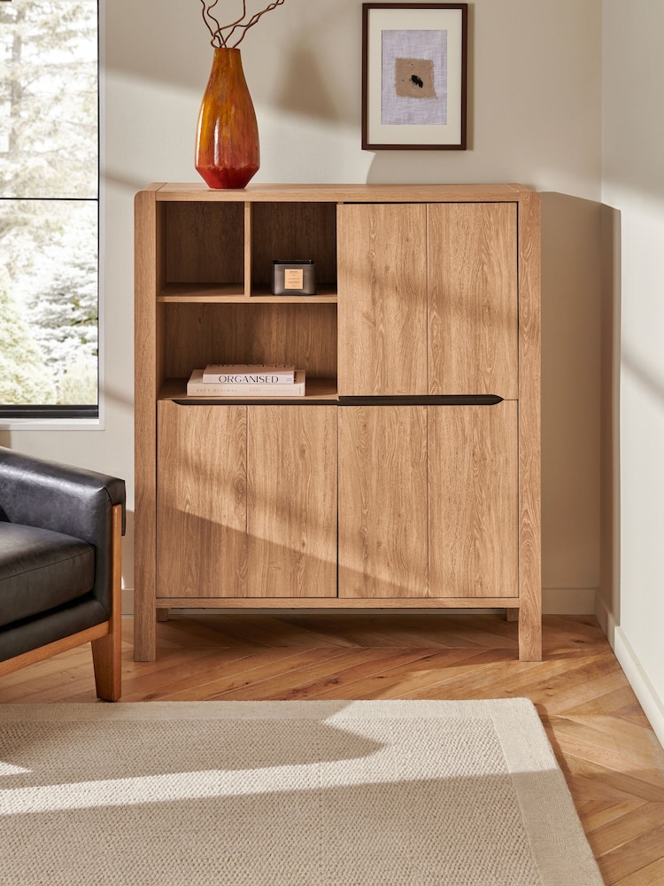 Natural Dexter Oak Effect Tall Sideboard - Image 2 of 8
