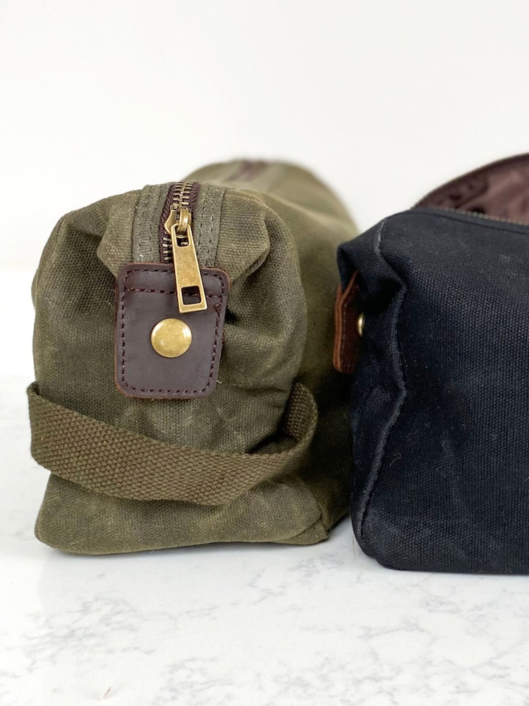 Solesmith Hidden Message Waxed Canvas Wash Bag - Image 2 of 2 Solesmith Hidden Message Waxed Canvas Wash Bag - Image 2 of 2