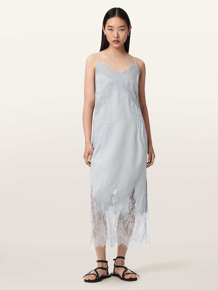AllSaints Blue Samia Dress - Image 1 of 5