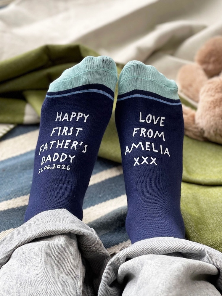 Happy First Father's Day Personalised Socks by Solesmith - Image 1 of 1 Happy First Father's Day Personalised Socks by Solesmith - Image 1 of 1