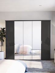 Wiemann Peyton Graphite Glass and Mirror Semi Fitted 5 Door Wardrobe - Image 1 of 6