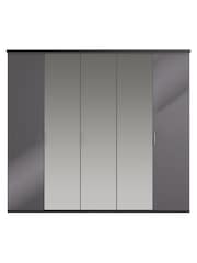 Wiemann Peyton Graphite Glass and Mirror Semi Fitted 5 Door Wardrobe - Image 2 of 6