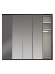 Wiemann Peyton Graphite Glass and Mirror Semi Fitted 5 Door Wardrobe - Image 5 of 6
