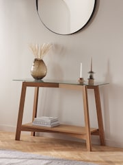 Dark Natural Marlow Oak Effect Console Table - Image 1 of 6