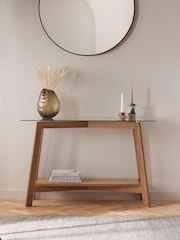 Dark Natural Marlow Oak Effect Console Table - Image 2 of 6
