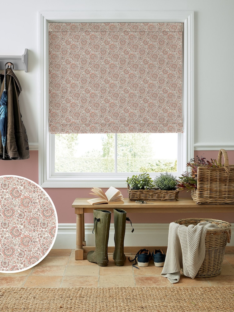 Laura Ashley Apricot Painswick Paisley Made to Measure Roman 100% Cotton Blinds - Image 1 of 6