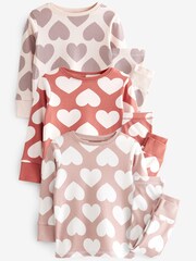 Brun/Crème - Lot de 3 pyjamas cœur (9mois-12ans) - Image 1 de 6