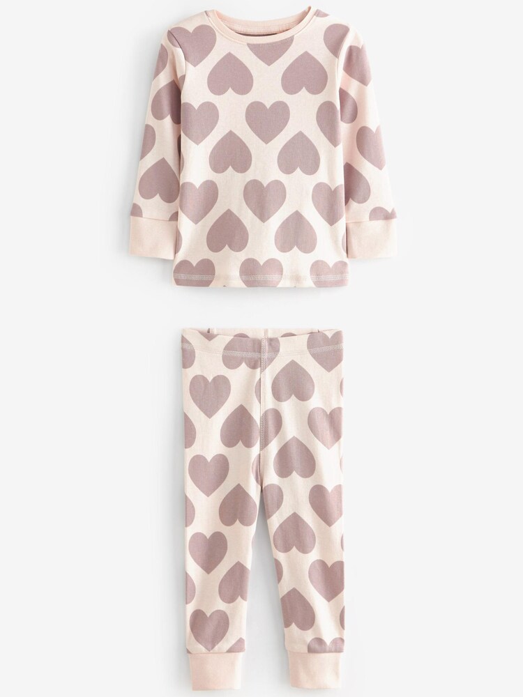 Brun/Crème - Lot de 3 pyjamas cœur (9mois-12ans) - Image 2 de 6