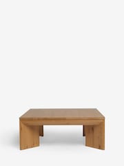 Natural Chunky Chamfered Oak and Oak Veneer Large Coffee Table - Image 4 of 6